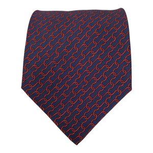 BATTISTONI Red Geometric Silk Tie Hand Made In Italy 61”/3".3/4 EX COND